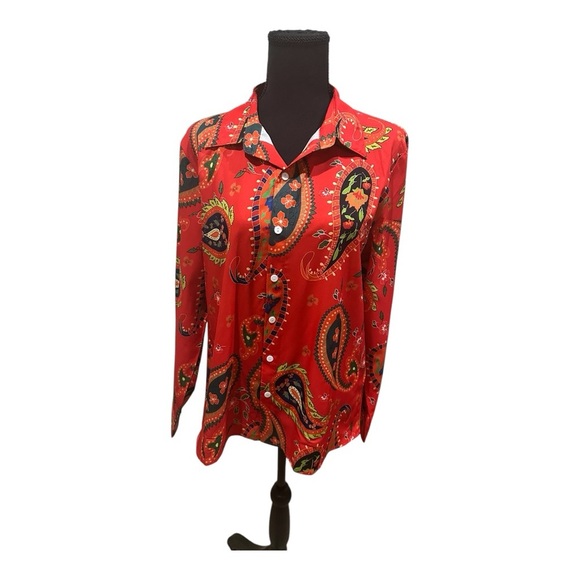 Stunning Red Paisley Button Down Shirt | Size L, NWOT - Picture 1 of 5